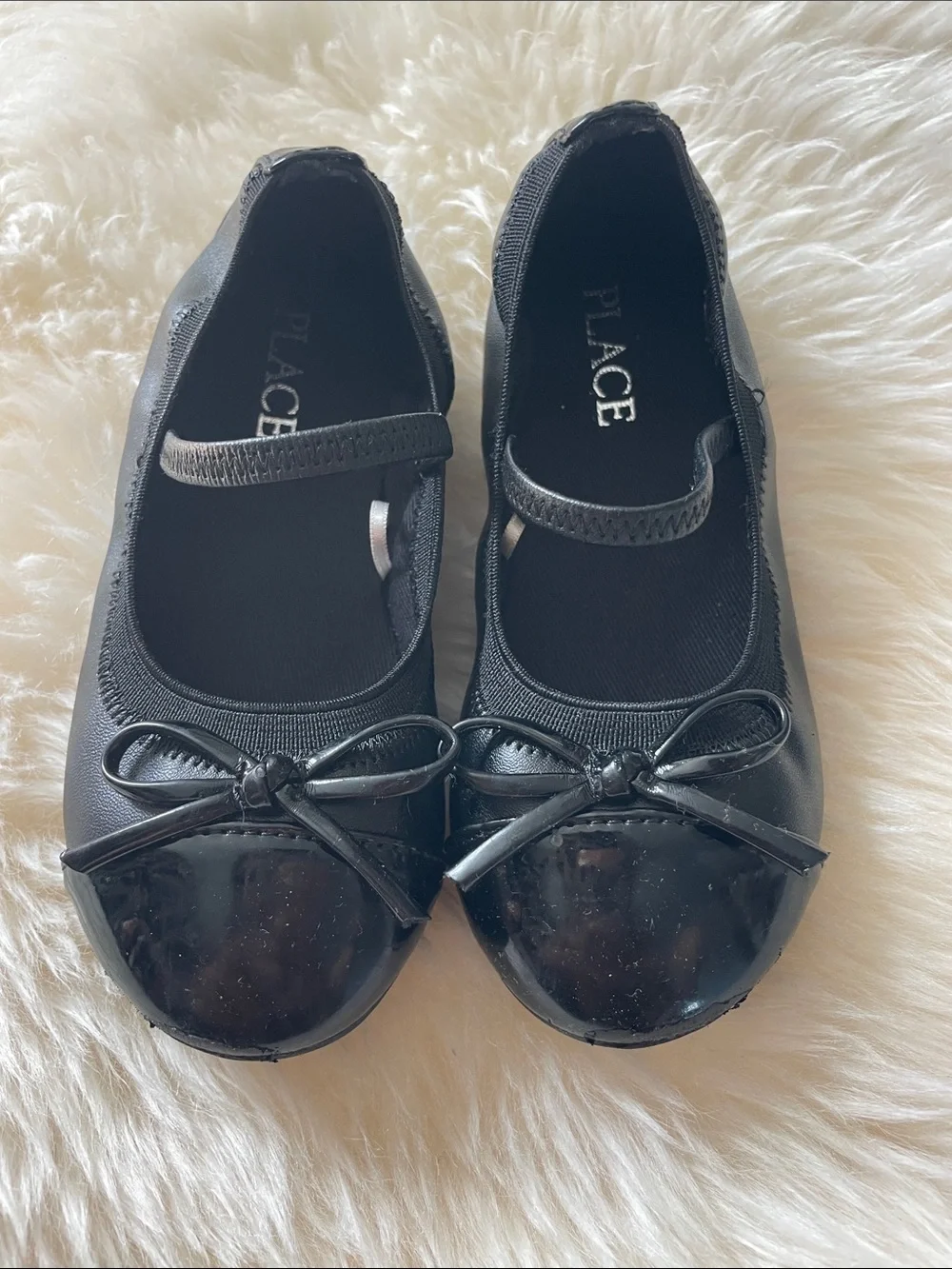 The Children's Place Black Mary Jane Flats with Bow Detail